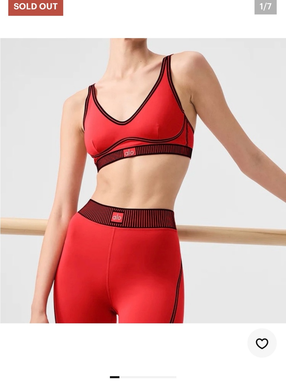 Alo Airlift Line Up Bra - Red Hot Summer sz L